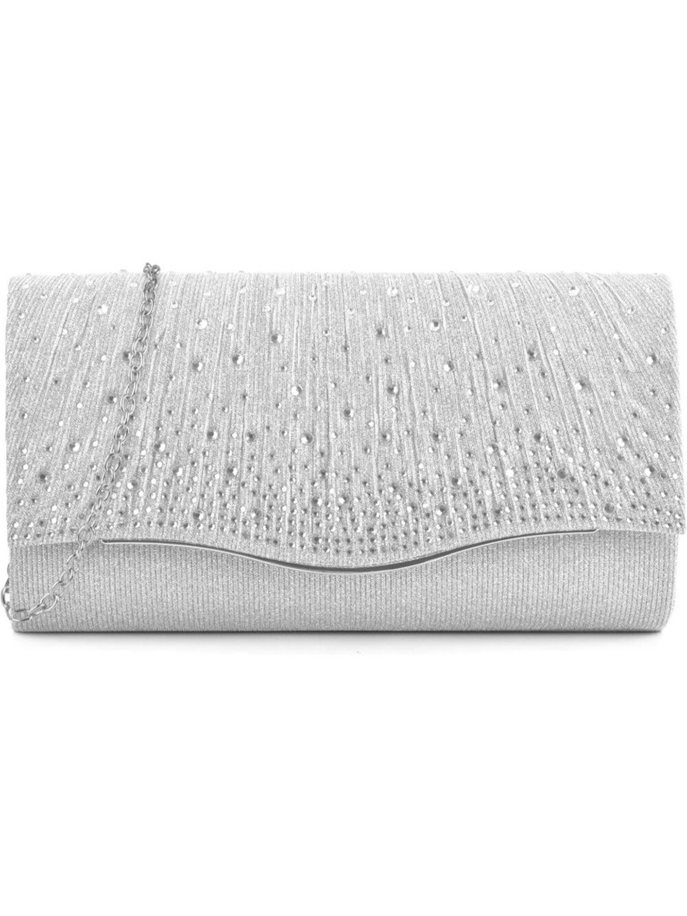 Women's Silver Suede Envelope Clutch Purse Formal Evening Wedding Party Bag